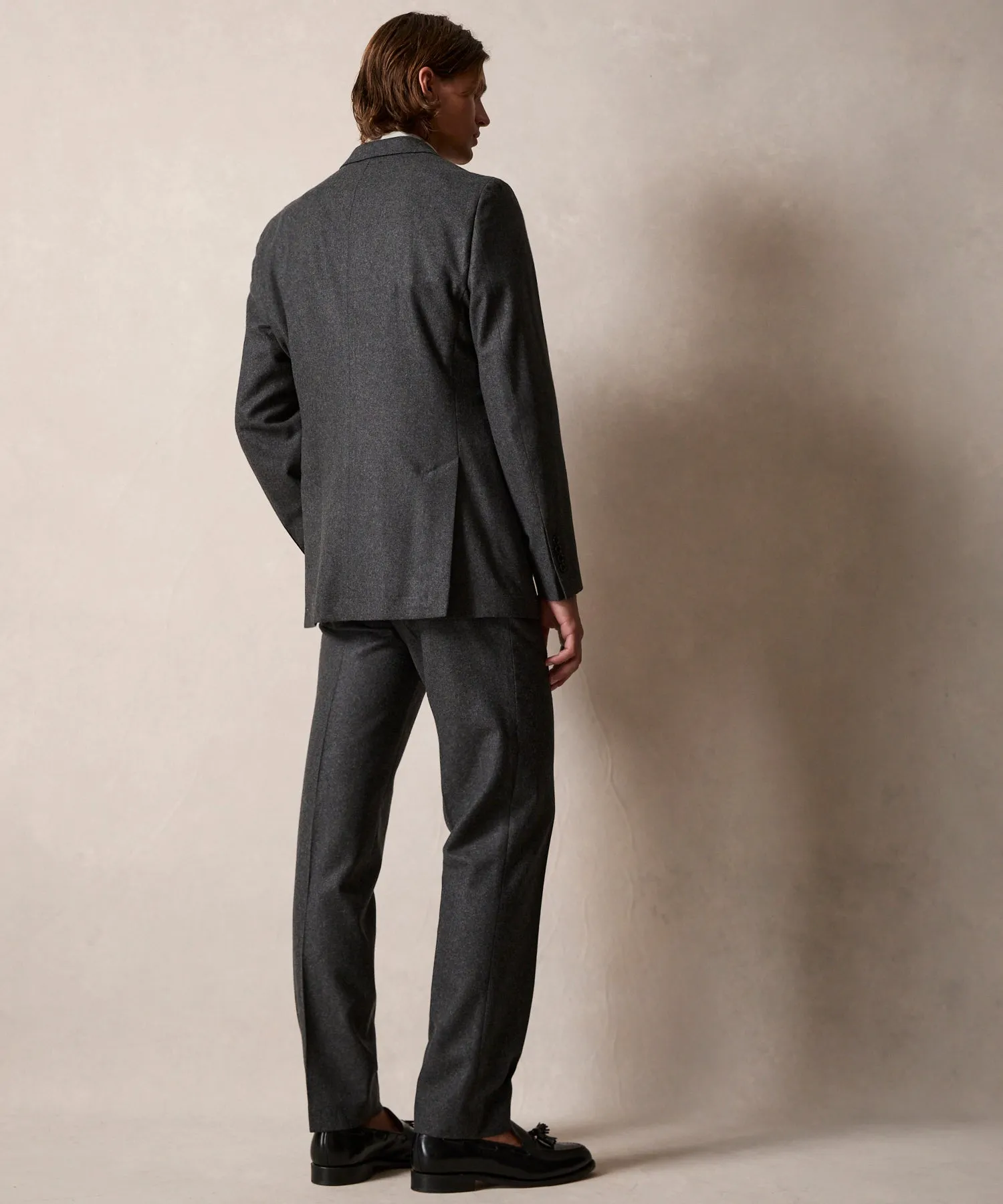Italian Flannel Sutton Trouser in Charcoal