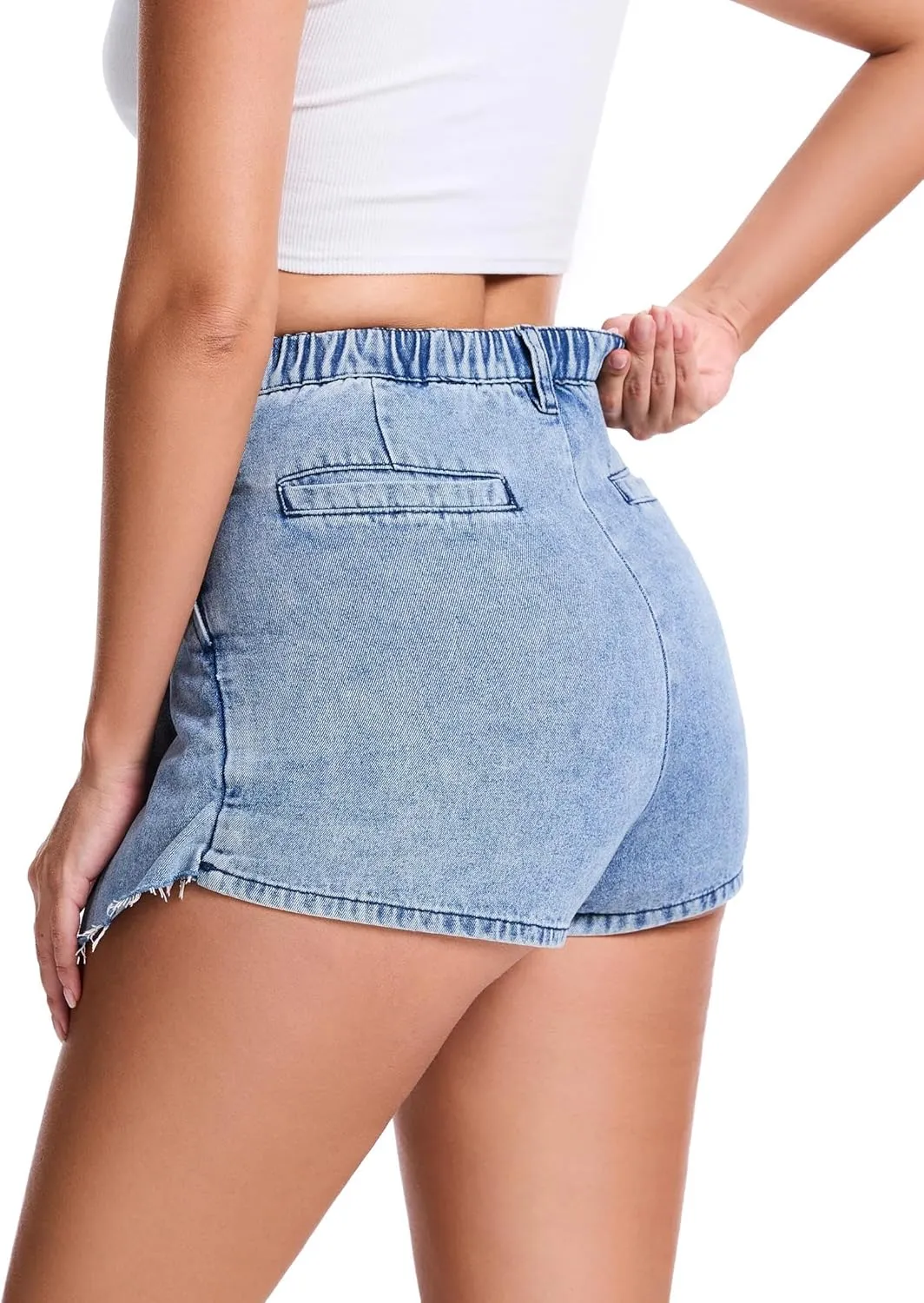 Jean Skorts for Woman High Waisted A-line Denim Skort with Pockets Pleated Denim Mini Skirt with Shorts