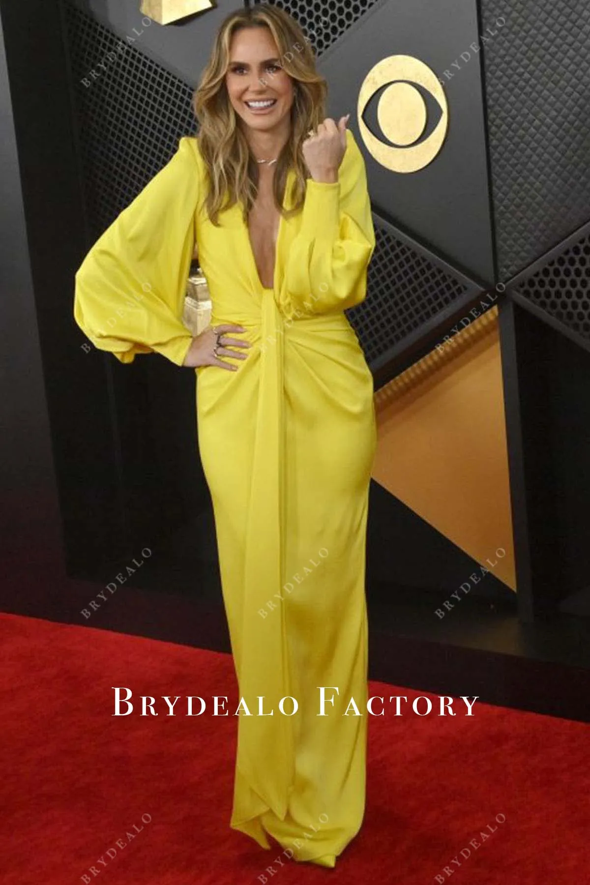 Keltie Knight Yellow Sheath 2024 Grammys Red Carpet Dress