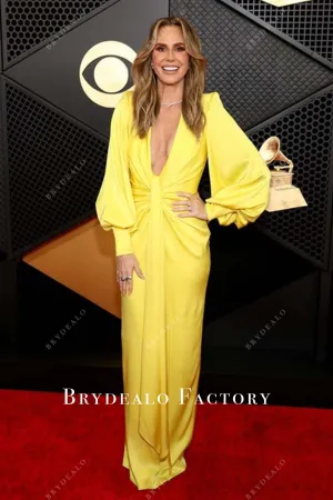 Keltie Knight Yellow Sheath 2024 Grammys Red Carpet Dress