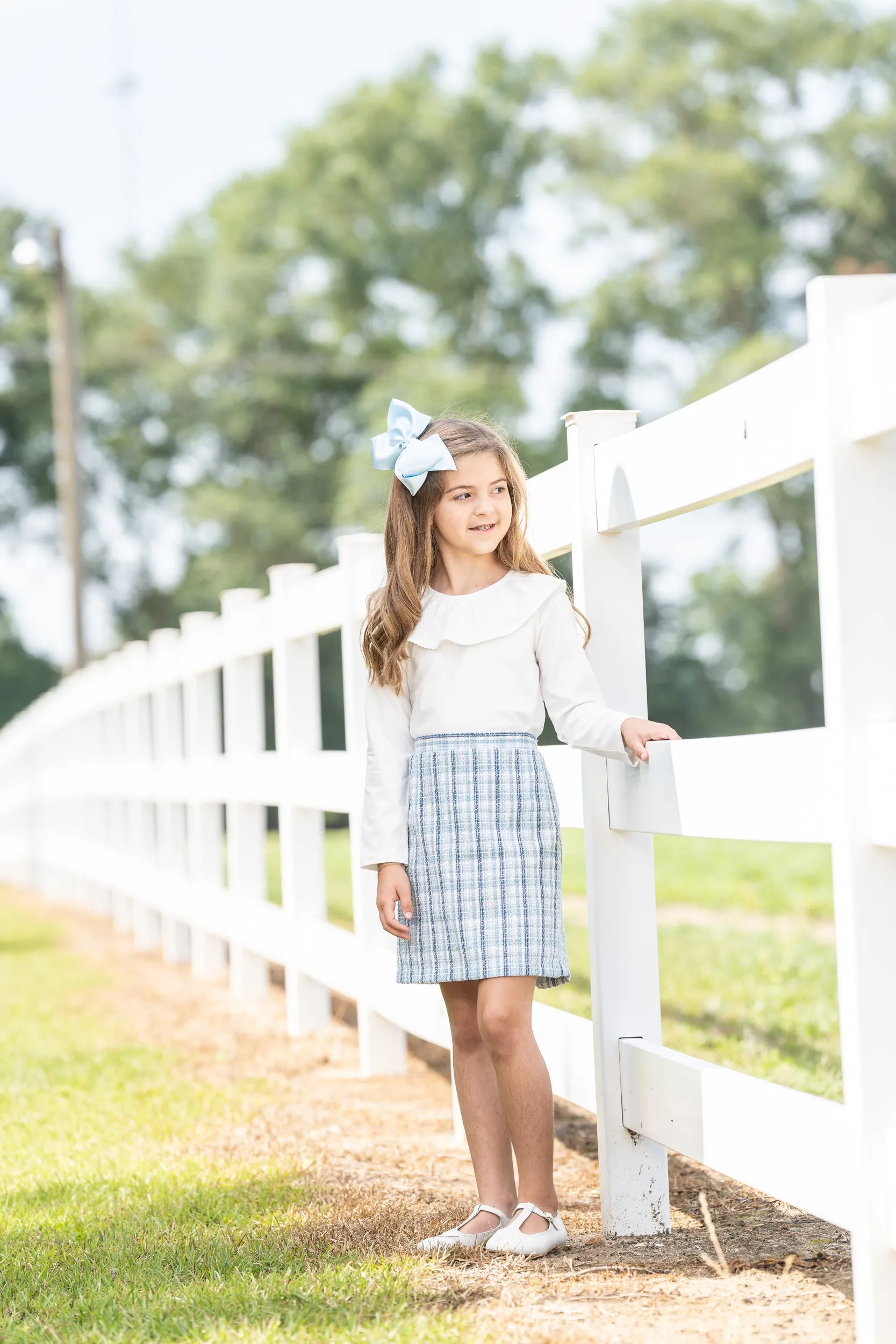 Larrison White Moonstitch Ruffle Collar Shirt