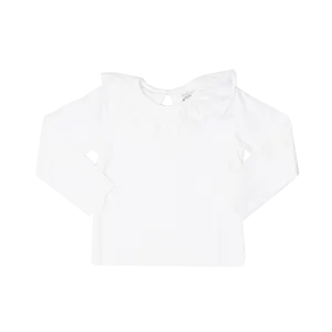 Larrison White Moonstitch Ruffle Collar Shirt