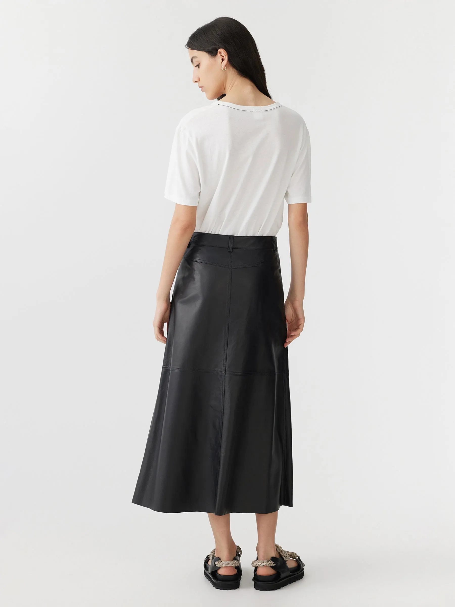 longerline leather skirt