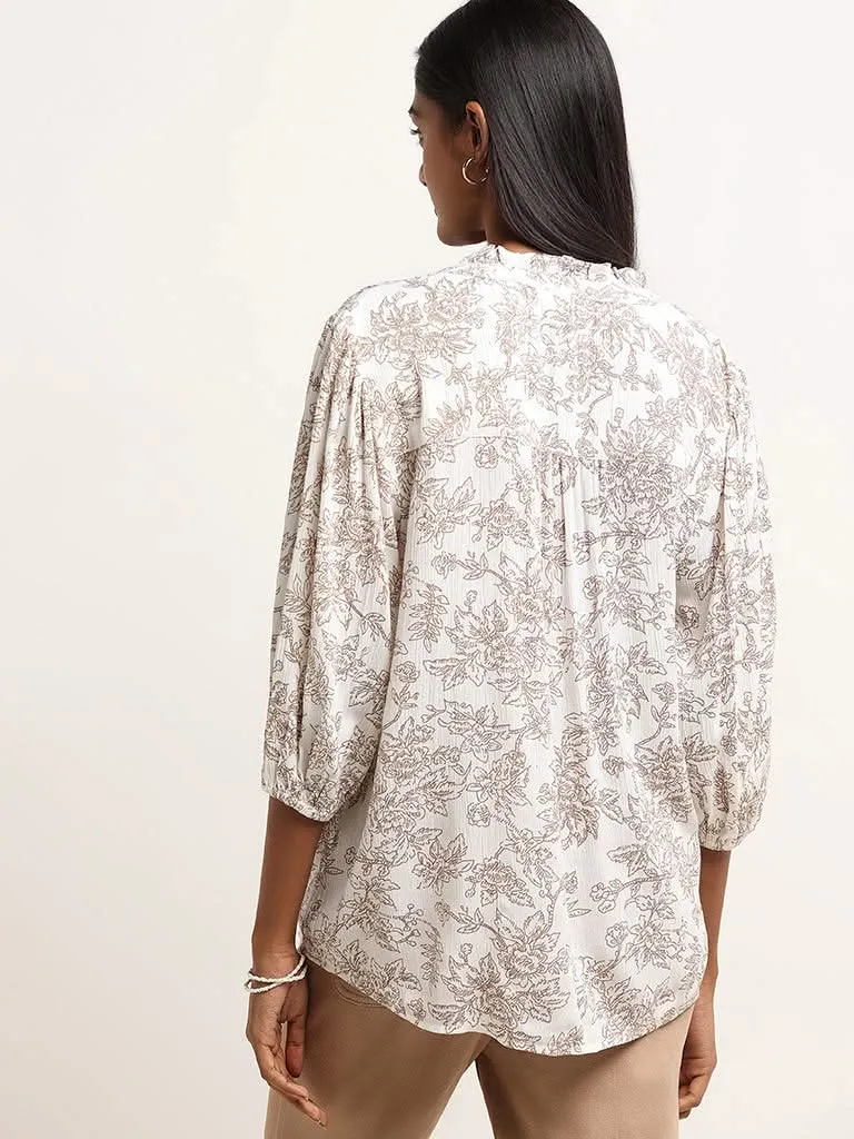 LOV Off-White Printed Shirt