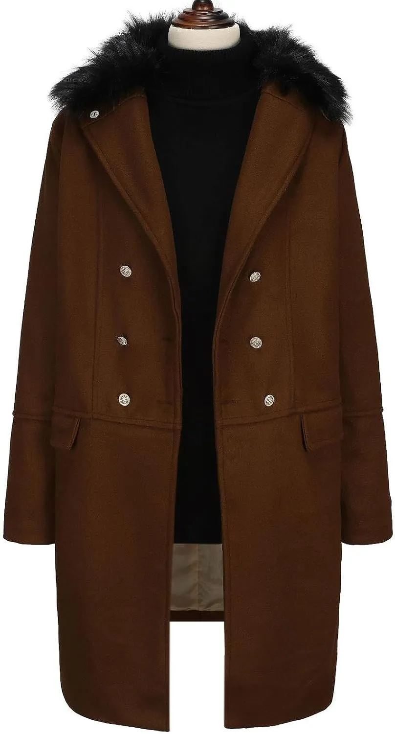 Maiyifu-GJ Men's Winter Wool Blend Trench Coat Mid-Length Double Breasted Pea Coats Casual Business Long Jackets Overcoat