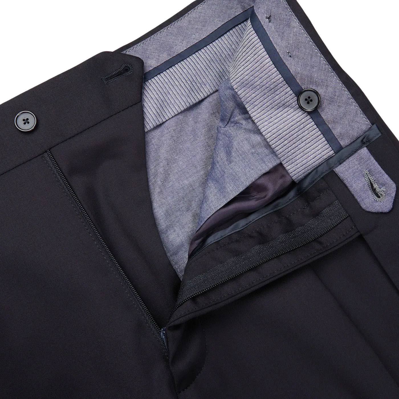 Midnight Navy Super 110s Wool Pleat Trousers
