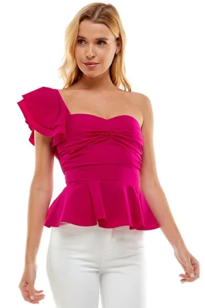 One Shoulder Ruffle Top