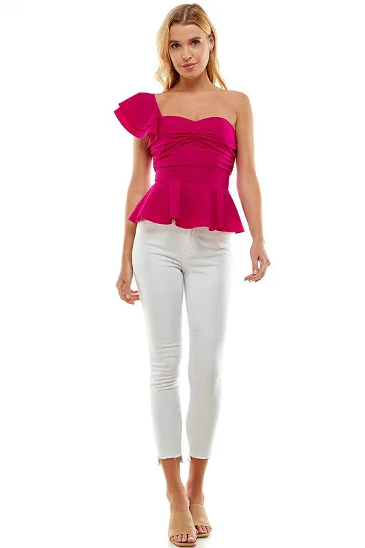 One Shoulder Ruffle Top