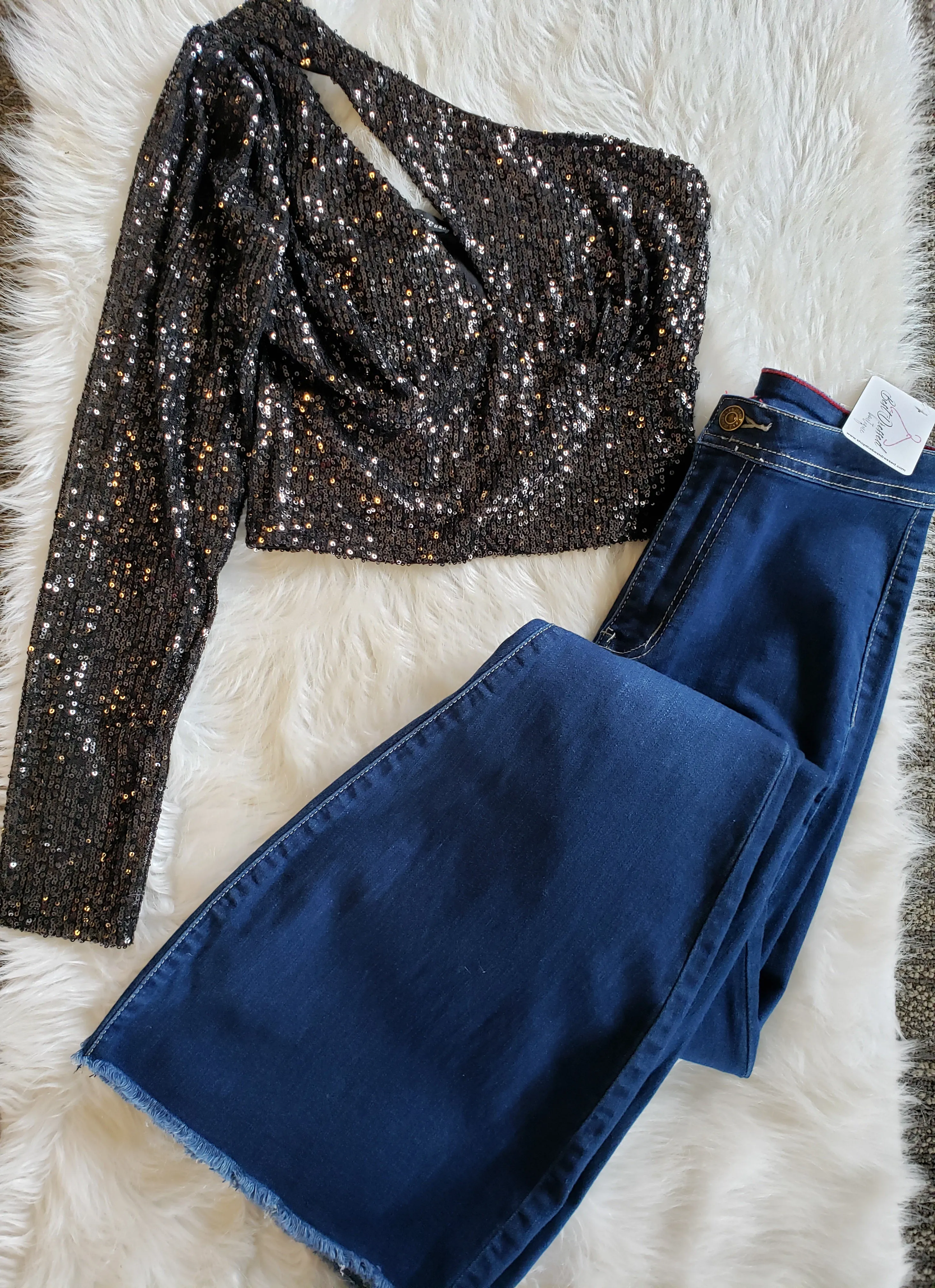 One Shoulder Sequin Top