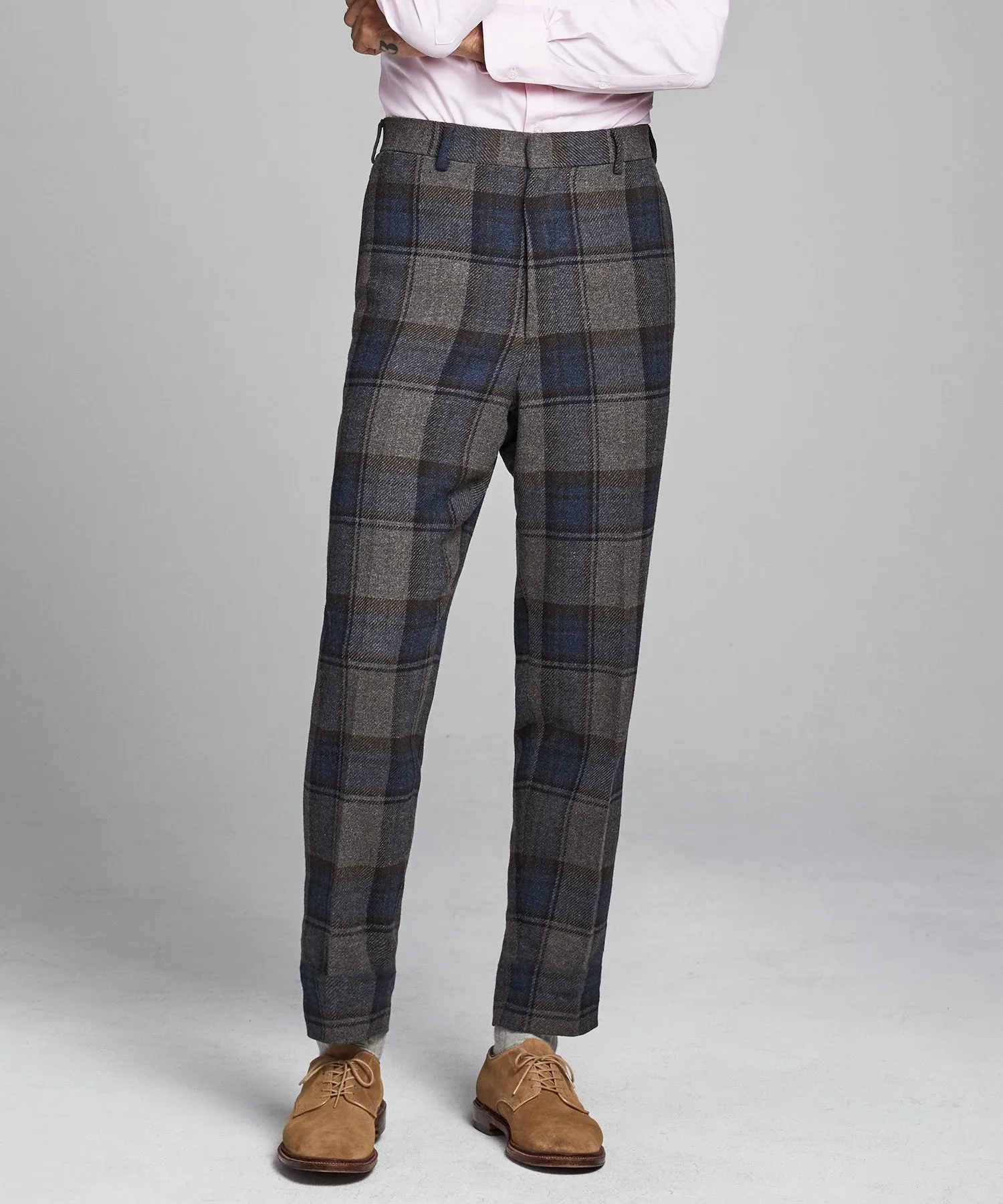 Oversized Check Sack Suit Pant in Charcoal