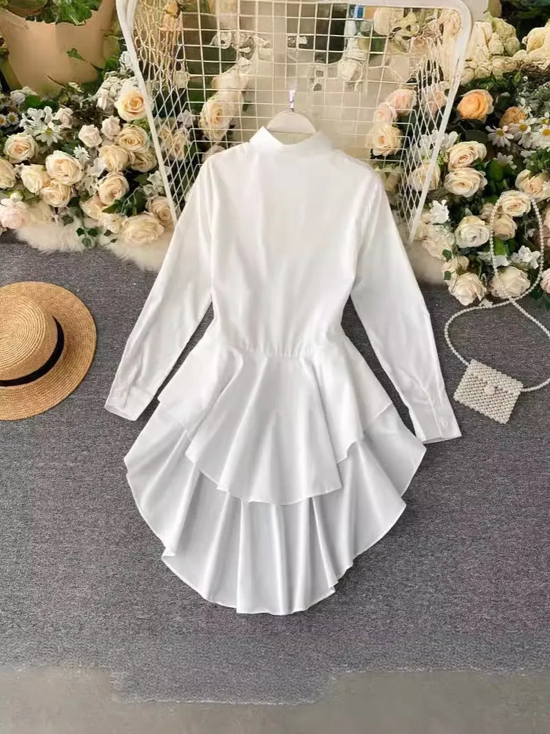 Pre Order:  Irregular Ruffled Edge Long Sleeved Shirt