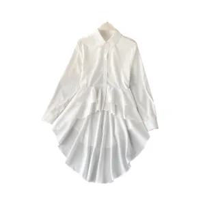 Pre Order:  Irregular Ruffled Edge Long Sleeved Shirt