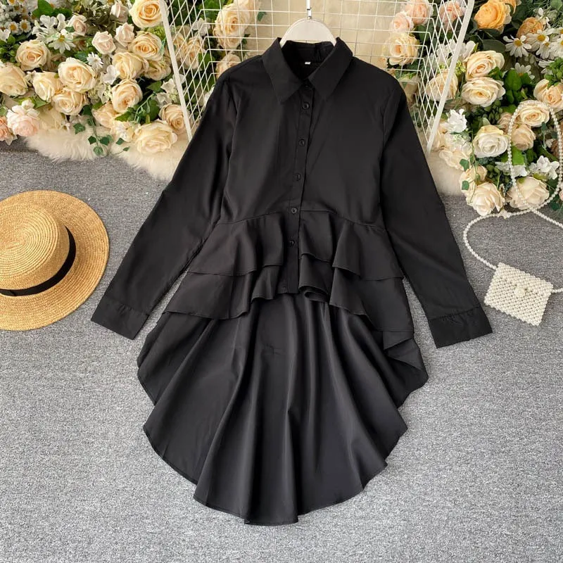 Pre Order:  Irregular Ruffled Edge Long Sleeved Shirt