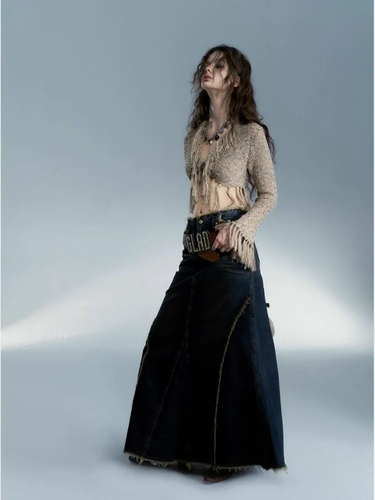 Retro hot girl denim long skirt【s0000004078】