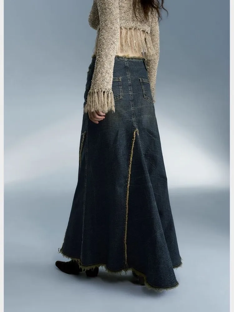 Retro hot girl denim long skirt【s0000004078】