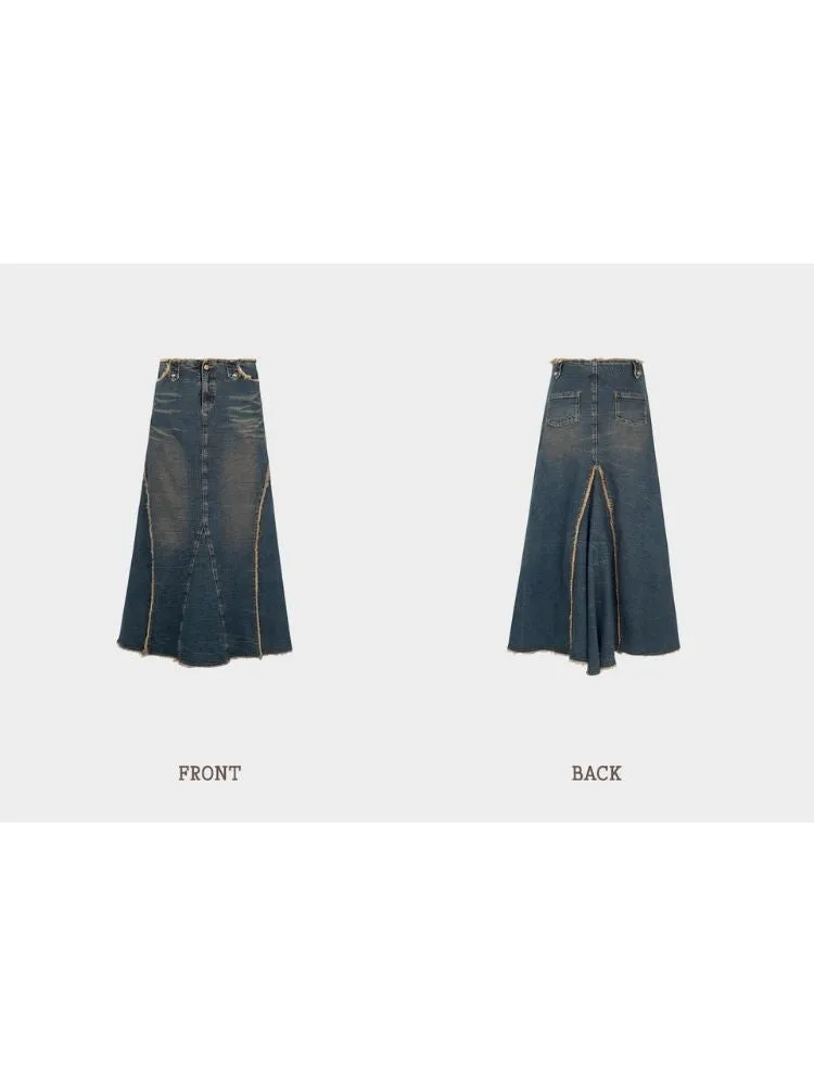 Retro hot girl denim long skirt【s0000004078】