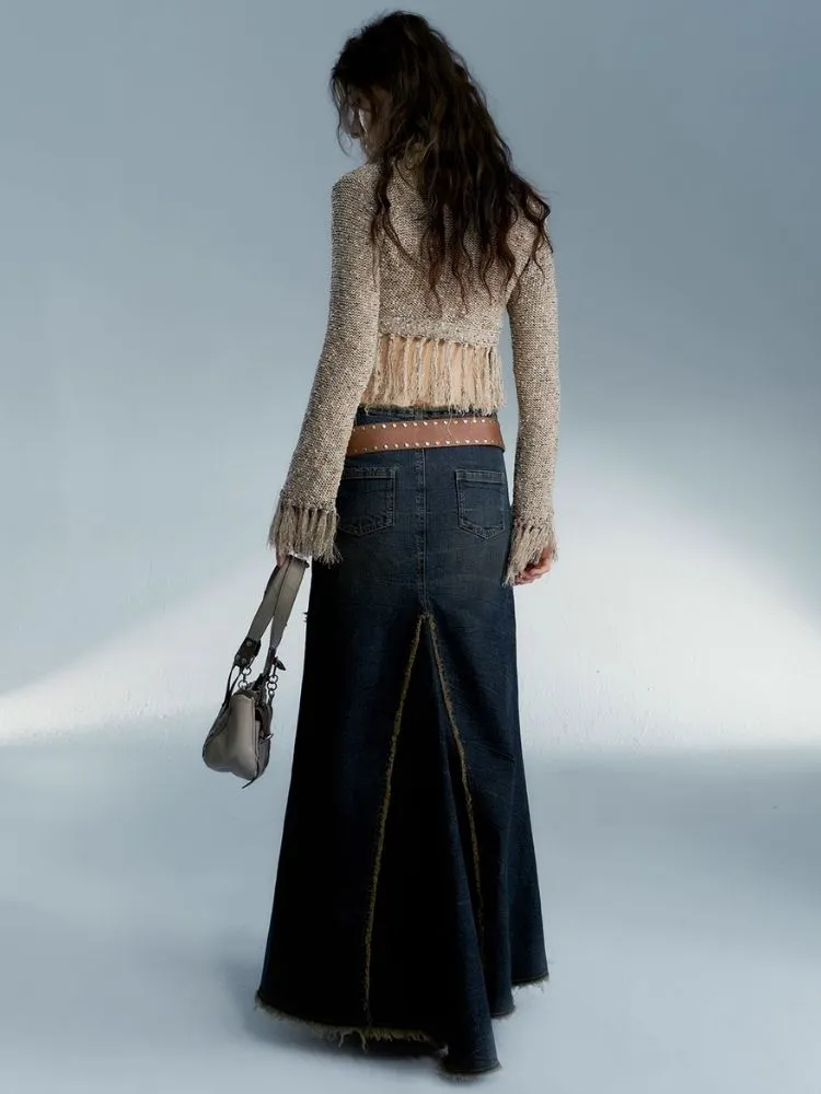Retro hot girl denim long skirt【s0000004078】