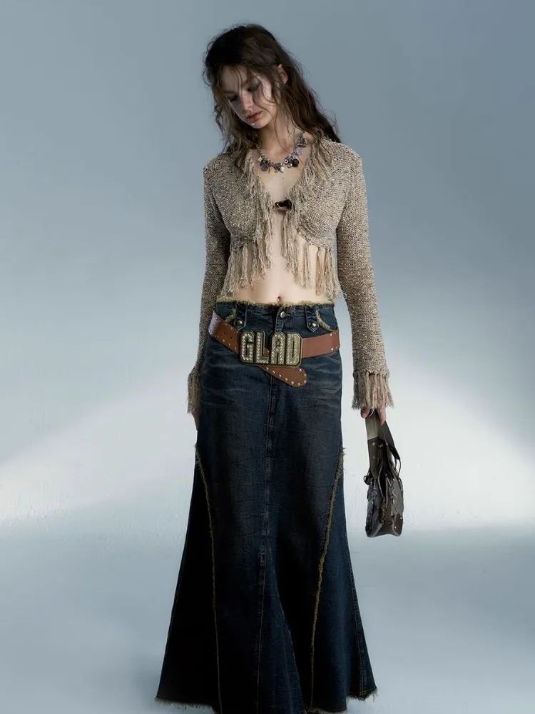 Retro hot girl denim long skirt【s0000004078】