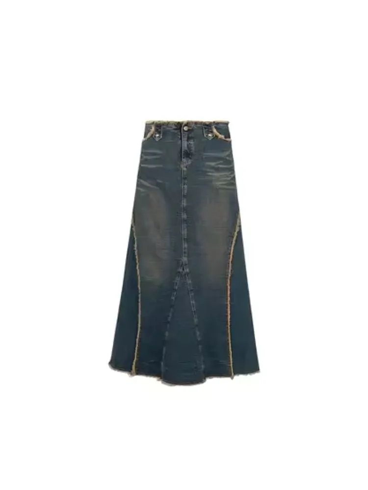 Retro hot girl denim long skirt【s0000004078】