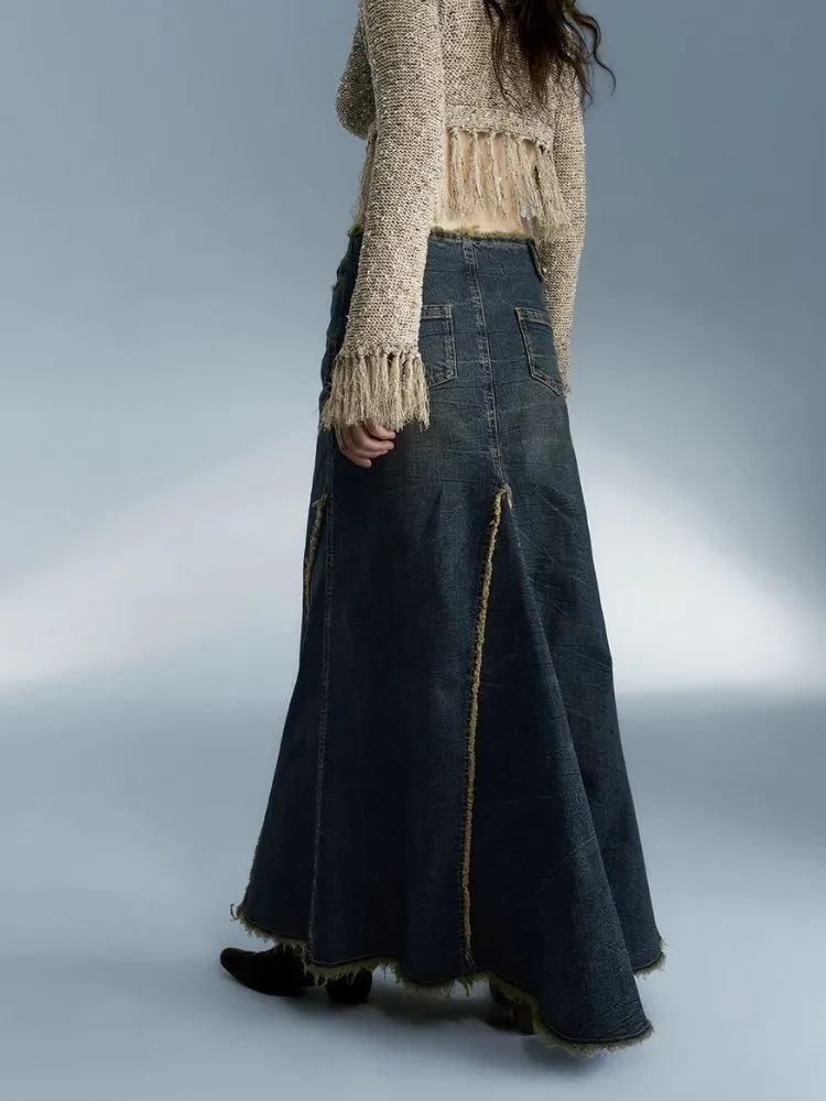 Retro hot girl denim long skirt【s0000004078】
