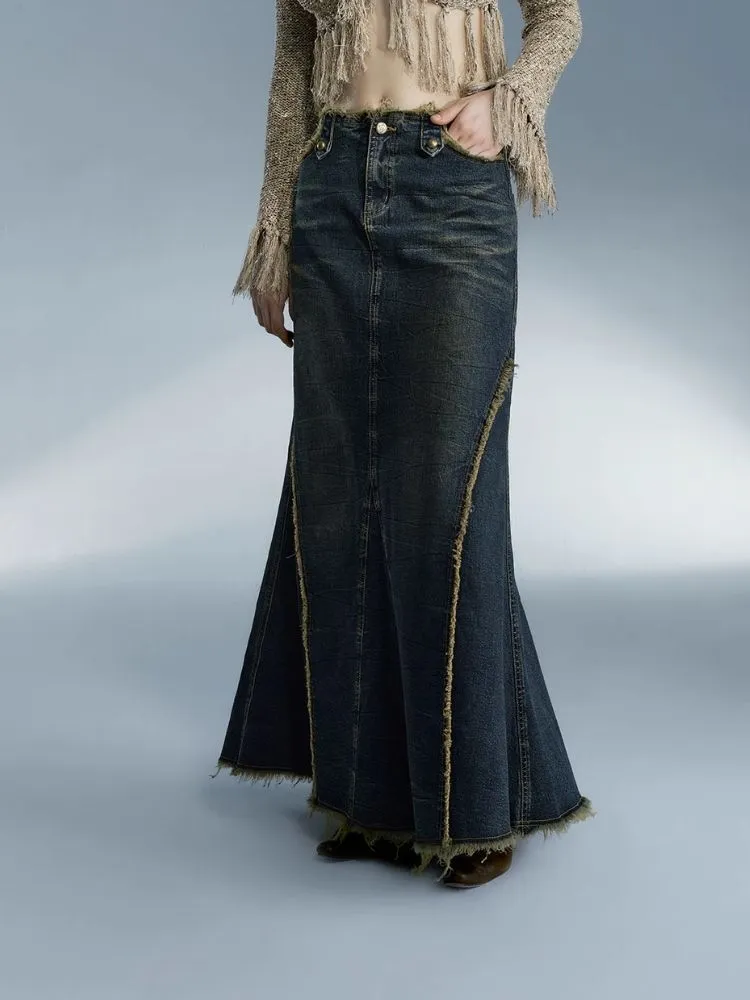 Retro hot girl denim long skirt【s0000004078】