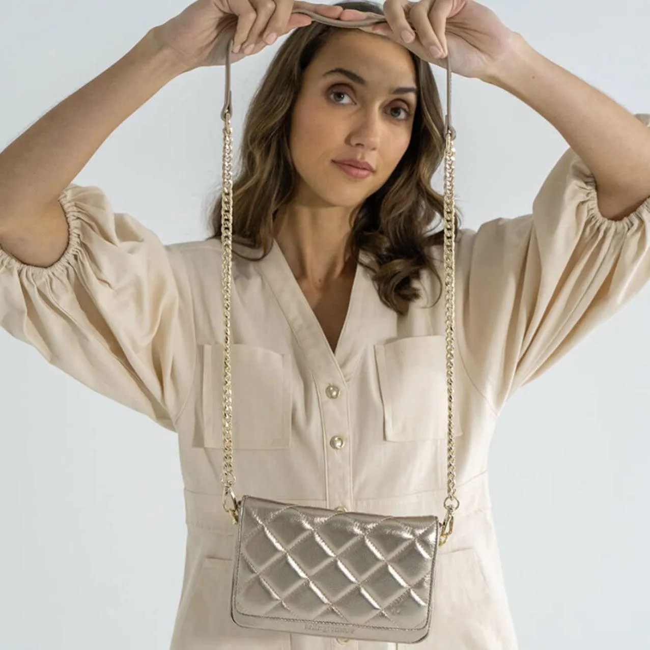 Sarah Crossbody | Quilted Gold