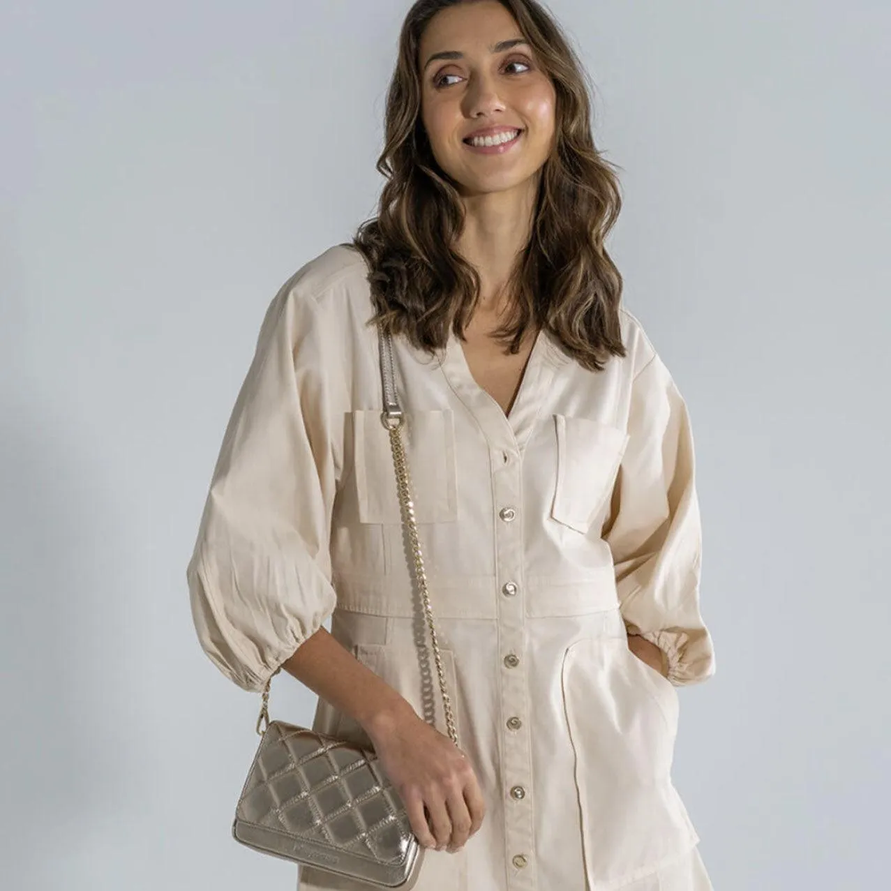 Sarah Crossbody | Quilted Gold