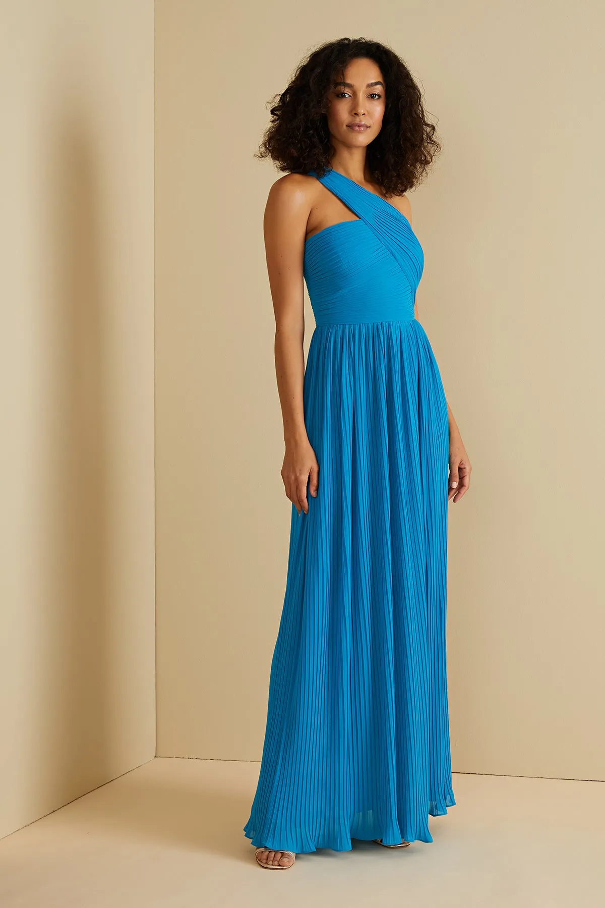 Skye Deep V Pleated Gown