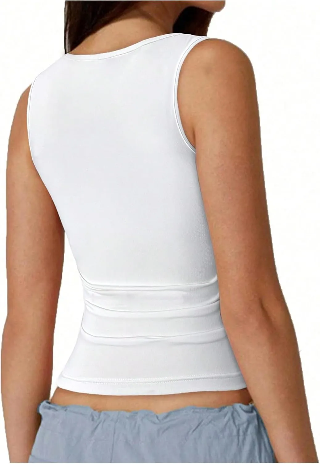 SOLY HUX Women's Square Neck Basic Tank Top Sleeveless Ribbed Knit Shirts Layered Vest Tops