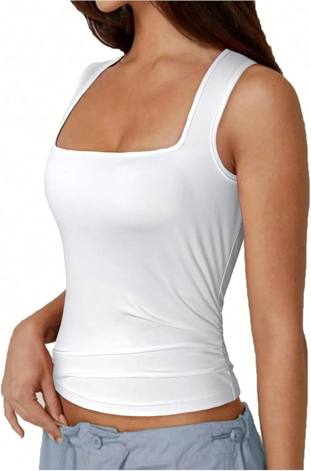 SOLY HUX Women's Square Neck Basic Tank Top Sleeveless Ribbed Knit Shirts Layered Vest Tops