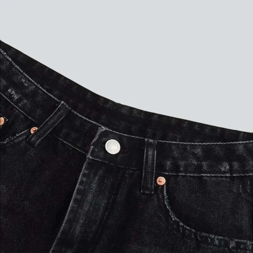 Streetwear wide distressed jean shorts