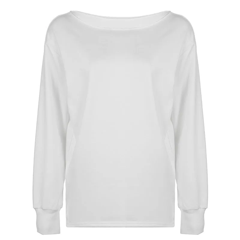 TAVIMART  -  Street Style Personalized Slant Shoulder Design Loose Slimming Solid Color Thin Sweater Basic Versatile Casual Top