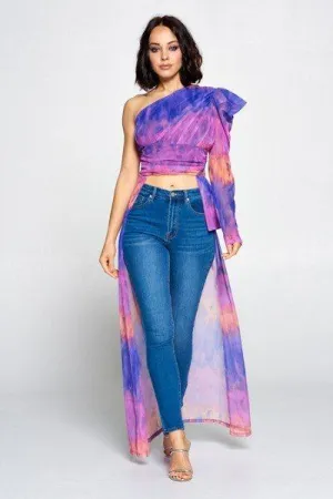 Tie Dye One Shoulder Top