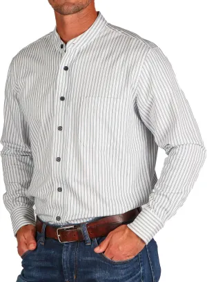 Traditional Irish Grandfather Shirt, Men's Casual Long Sleeve Button Down Collarless Dress Shirt