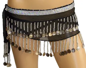 Tribal Belly Dance Silver Coin Scarf