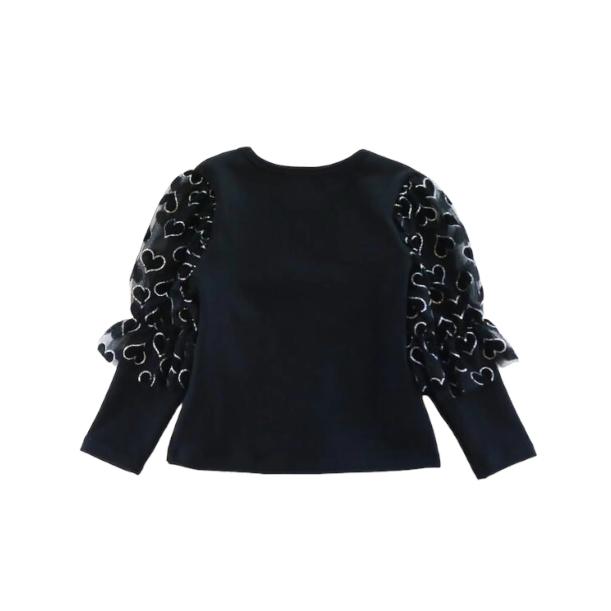 Velvet Heart Mesh Slv Top - Black