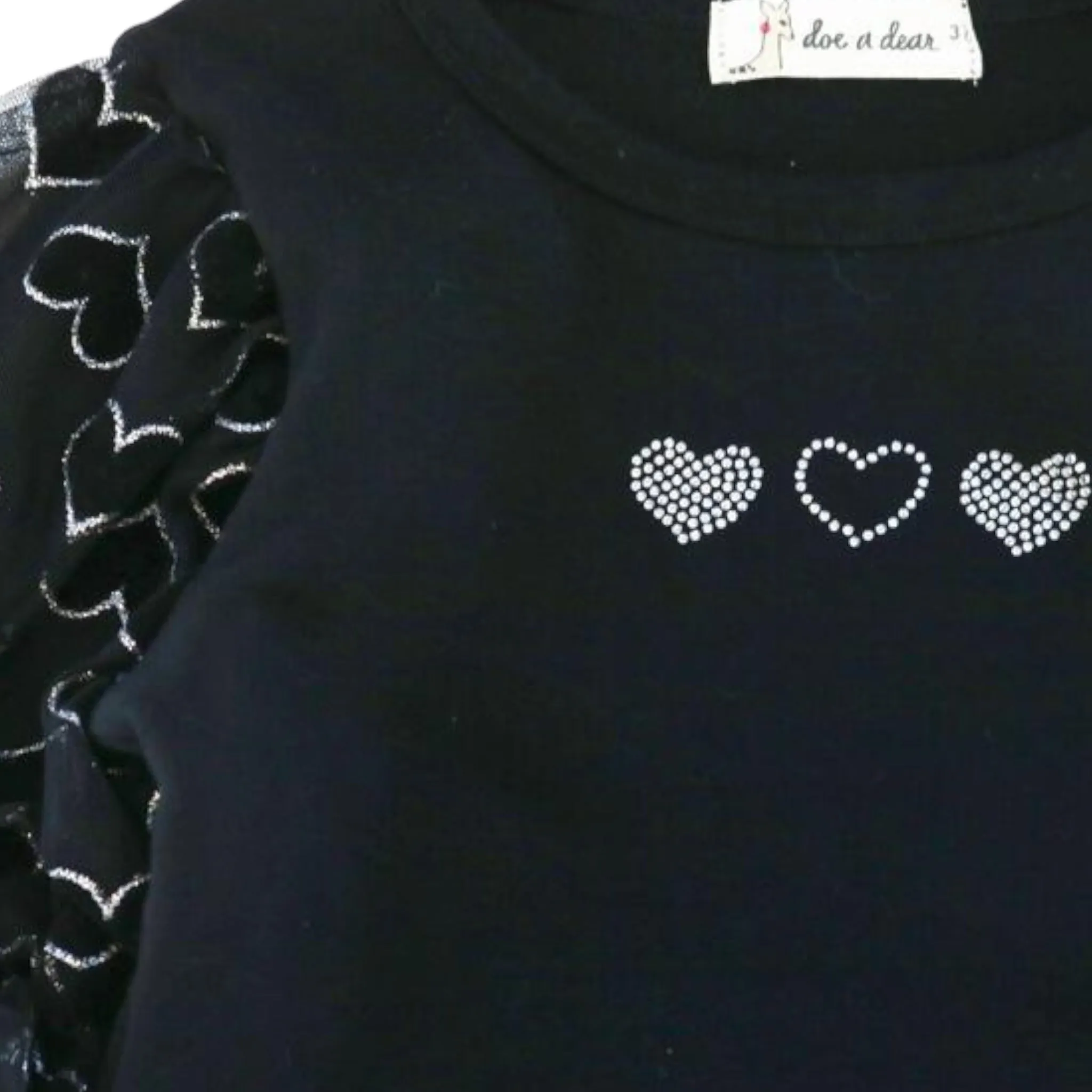 Velvet Heart Mesh Slv Top - Black