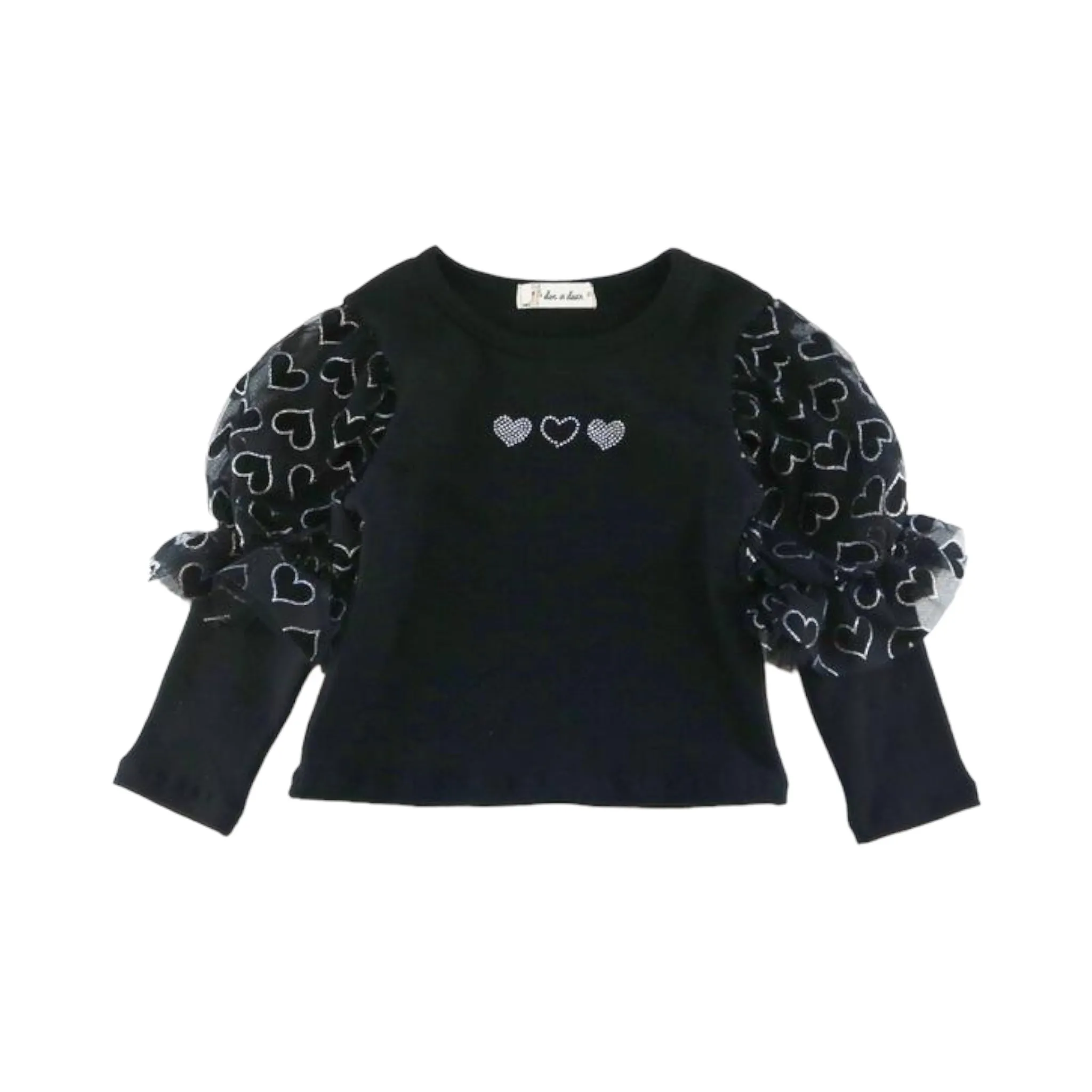Velvet Heart Mesh Slv Top - Black