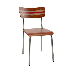 Vintage Industrial Classic School Chair With Silt Cream And Theatre Red Stripe