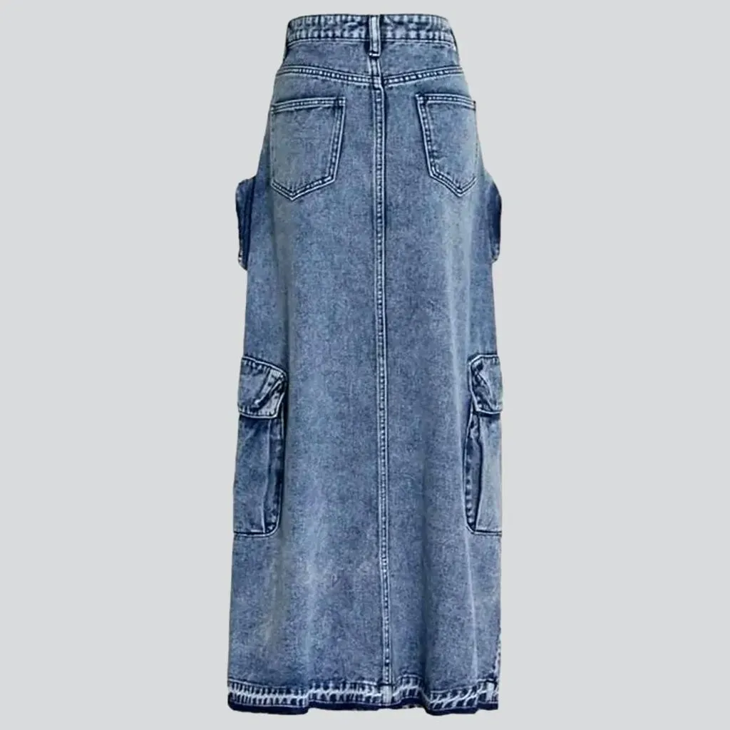 Vintage long women's denim skirt