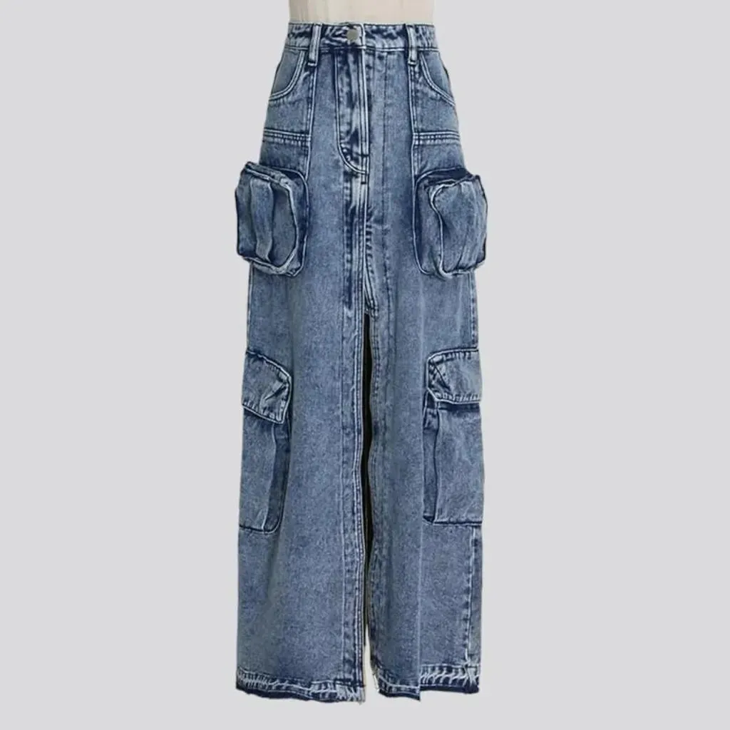 Vintage long women's denim skirt