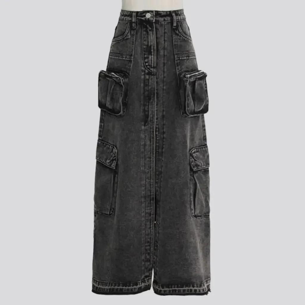 Vintage long women's denim skirt