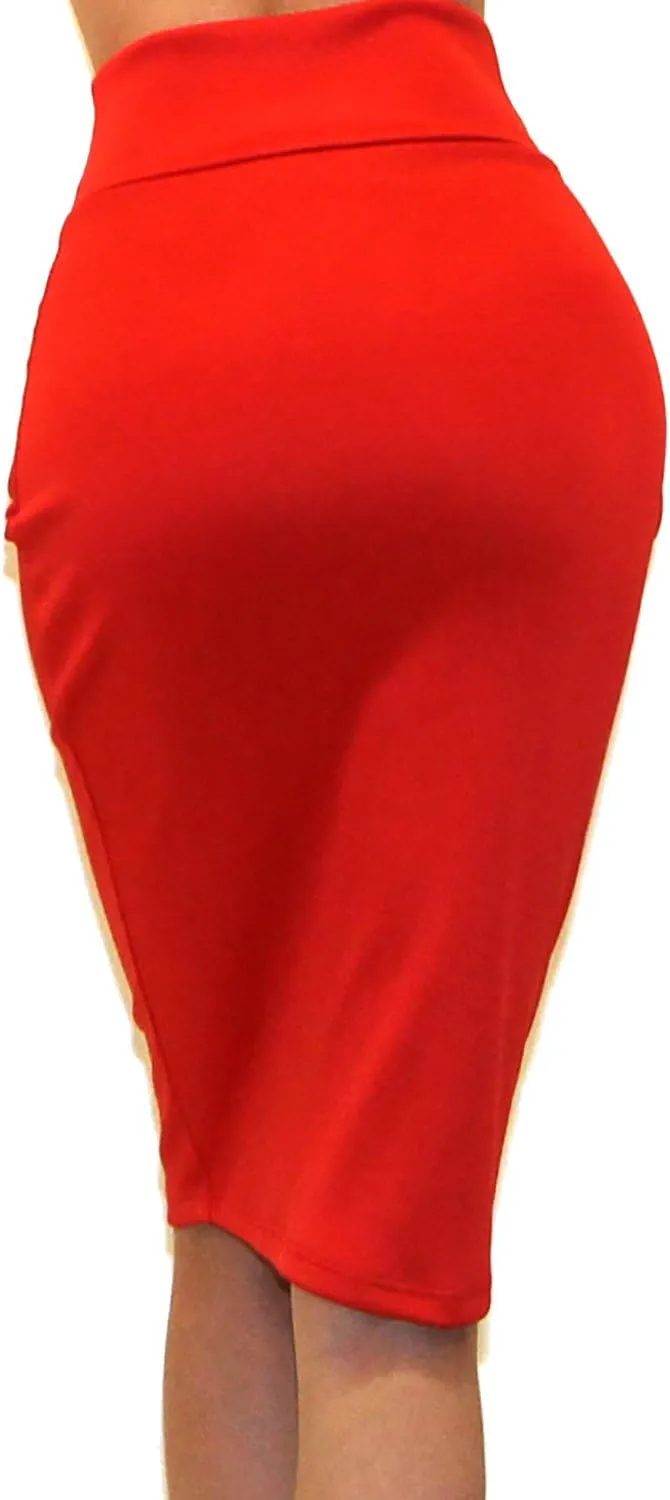 Vivicastle Women's USA High Waist Band Bodycon Career Office Midi Pencil Skirt