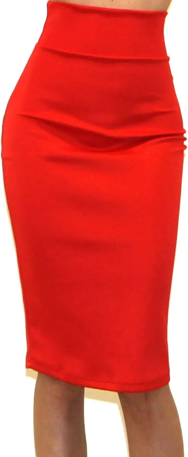 Vivicastle Women's USA High Waist Band Bodycon Career Office Midi Pencil Skirt