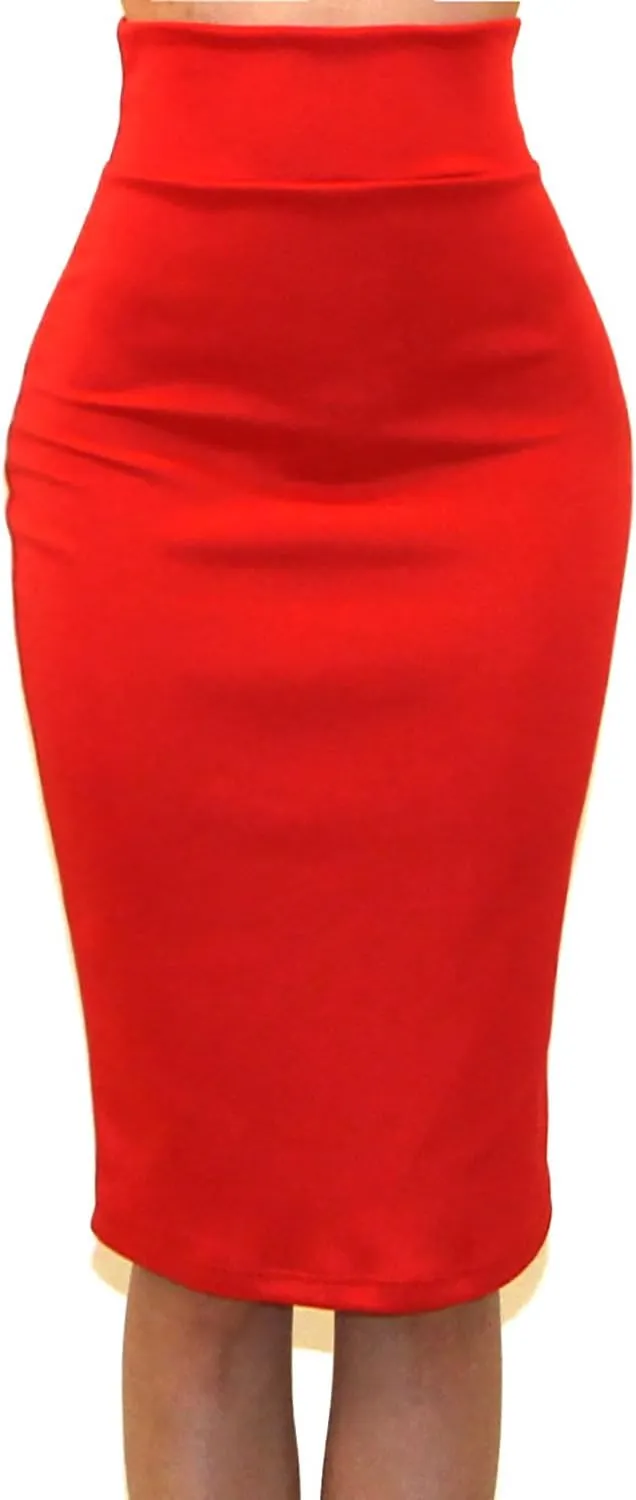 Vivicastle Women's USA High Waist Band Bodycon Career Office Midi Pencil Skirt