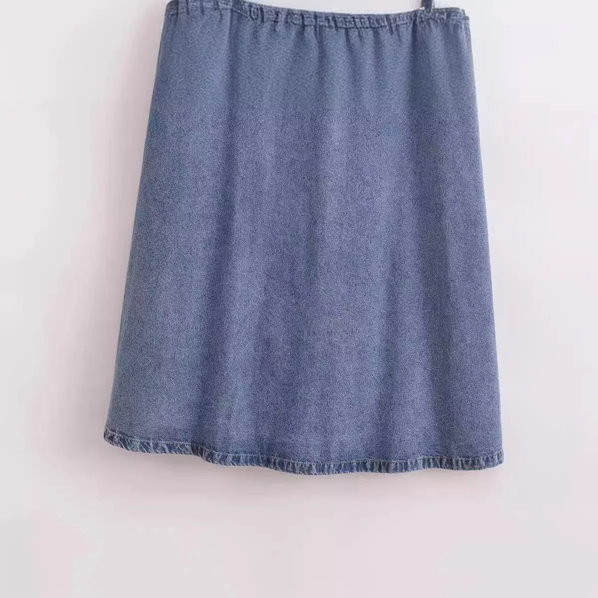 Women's Denim Camisole Dress Sleeveless Suspender A-line Loose Fit Pleated Back
