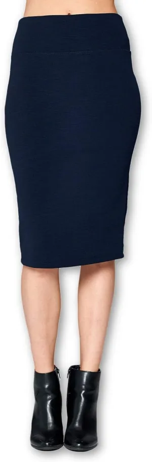 Women's High Waist Knit Stretch Multi Print Office Pencil Skirt (S-3XL) -Made in USA