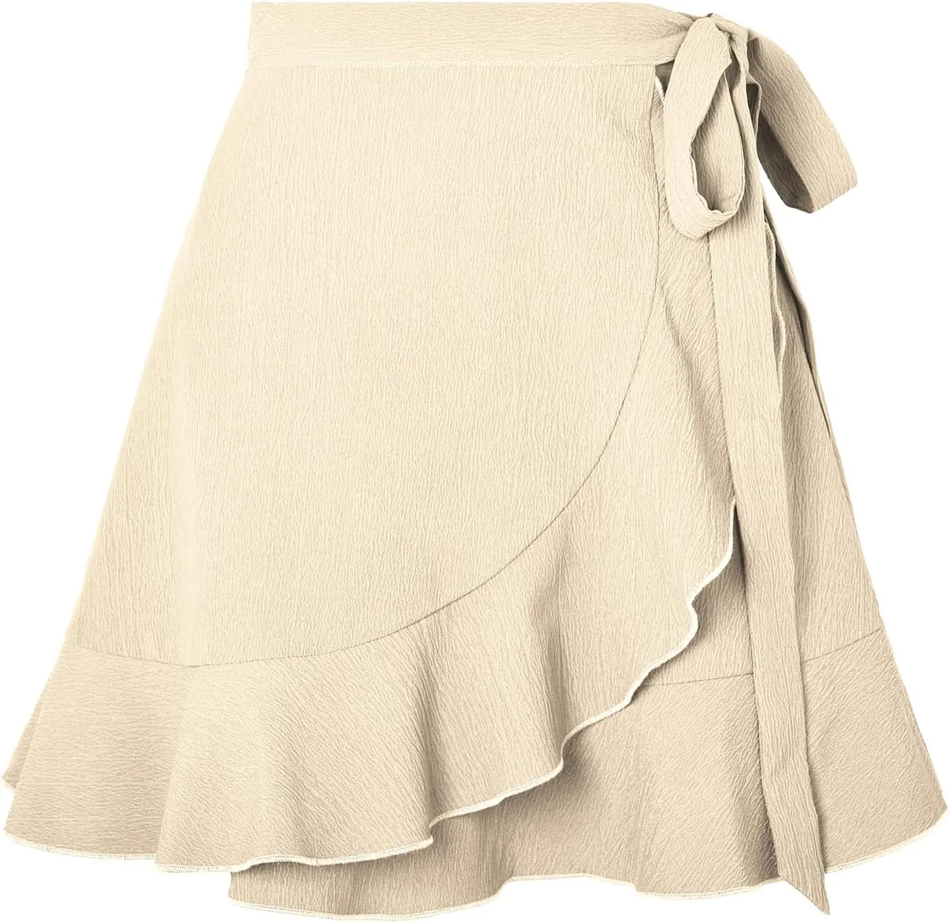 Womens Summer Mini Skirts Casual Side Lace Up High Waisted Tankini Swim Skirts Fashion Tiered Ruffle Hem Swimdress