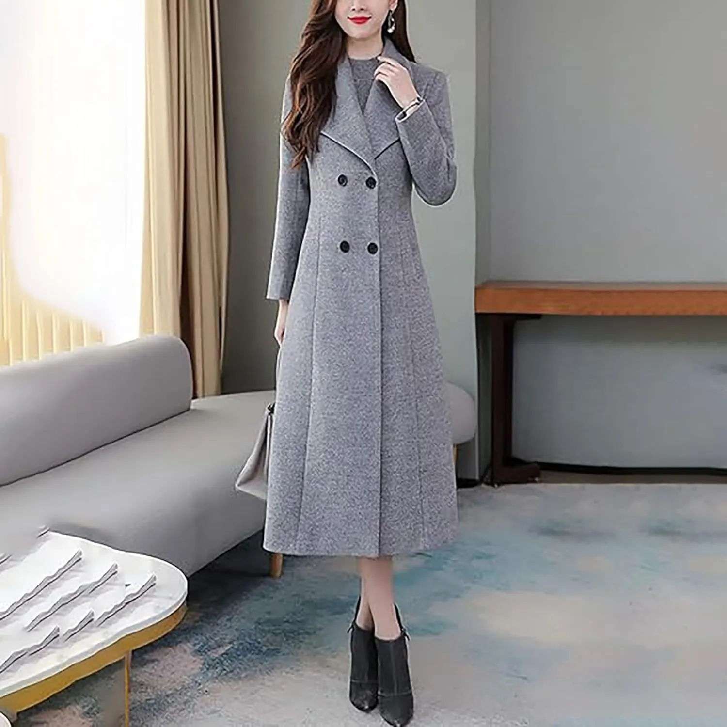 Woolen Jacket Fall And Winter Fashion Long Coat Fall Wool Peacoat Shawl Collar Trench Hooded Jacket for