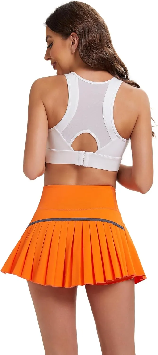 Yknktstc Women Tennis Skirt with Pocket Pleated Golf Skort Active Workout Running Athletic Shorts